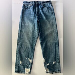 Rivet & Thread Womens SZ 28 Distressed Jeans,straight leg high rise 100%Cotton.